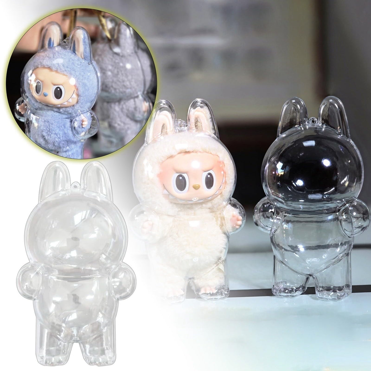 Clear protective case for Labubu The Monsters Tasty Macaron