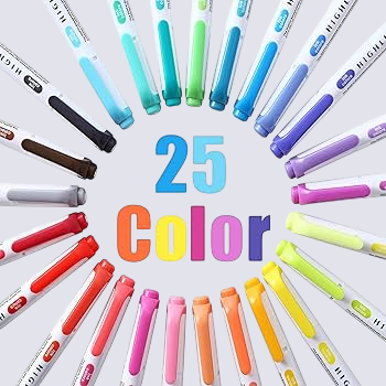 25 Colors Double Head Highlighter Pen
